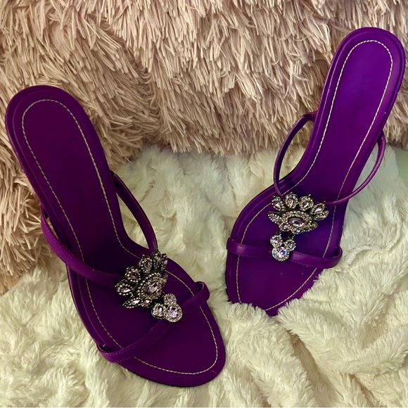 Jessica London Purple Crystal Heeled Sandals Size 11M RARE & HTF - Picture 13 of 16